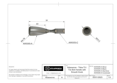 Atlasworxs Tikka T3 / T3x Pineapple Black Handle Upgrade Kit Atlasworxs Tikka T3 / T3x Pineapple Black Handle Upgrade Kit