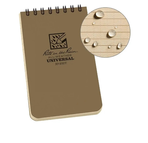 Rite in the Rain All Weather Top Spiral 3x5 Notebook in TAN Rite in the Rain All Weather Top Spiral 3x5 Notebook in TAN