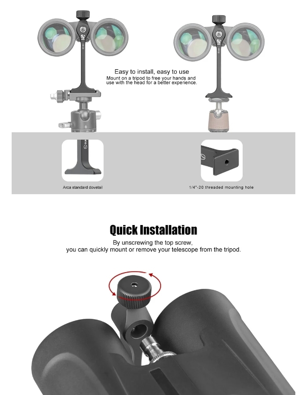 Sunwayfoto BTA-01 Binocular Tripod Adapter Description No. 2