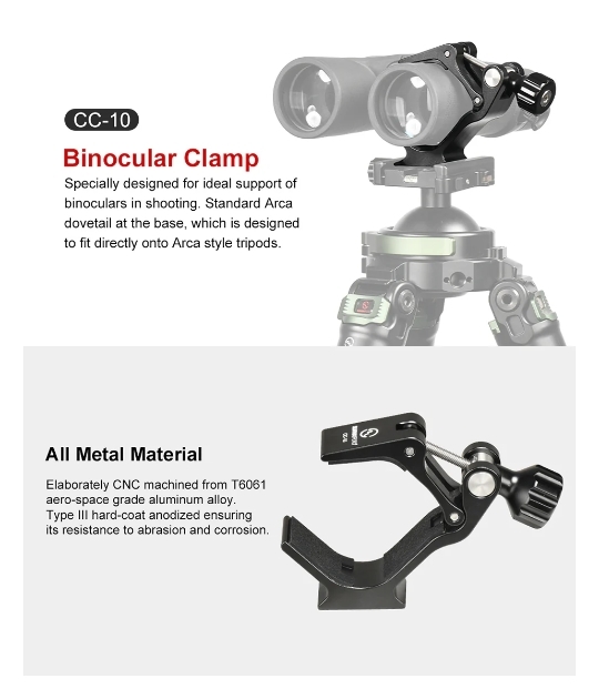 Sunwayfoto CC-010 Universal Binocular Tripod Adapter Super Clamp Description No.1