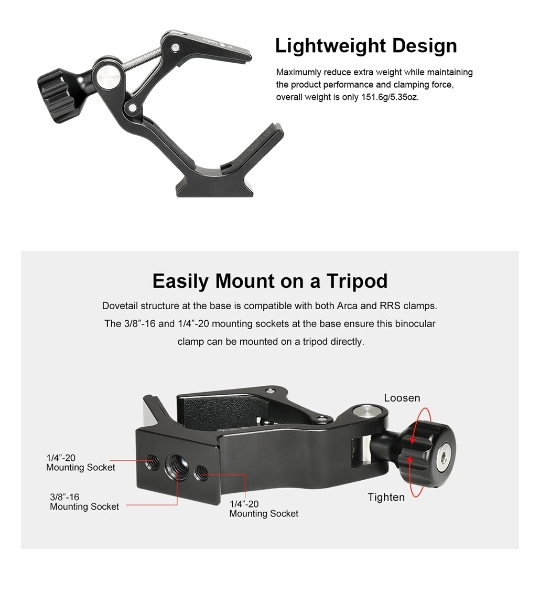 Sunwayfoto CC-010 Universal Binocular Tripod Adapter Super Clamp Description No. 2