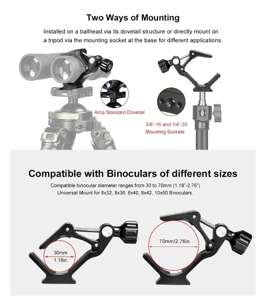 Sunwayfoto CC-010 Universal Binocular Tripod Adapter Super Clamp Description No. 3