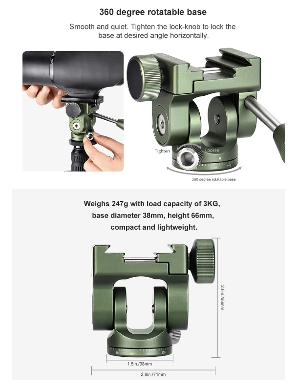 Sunwayfoto PH-01G 2-Way Pan and Tilt Head with Handle Description No. 2