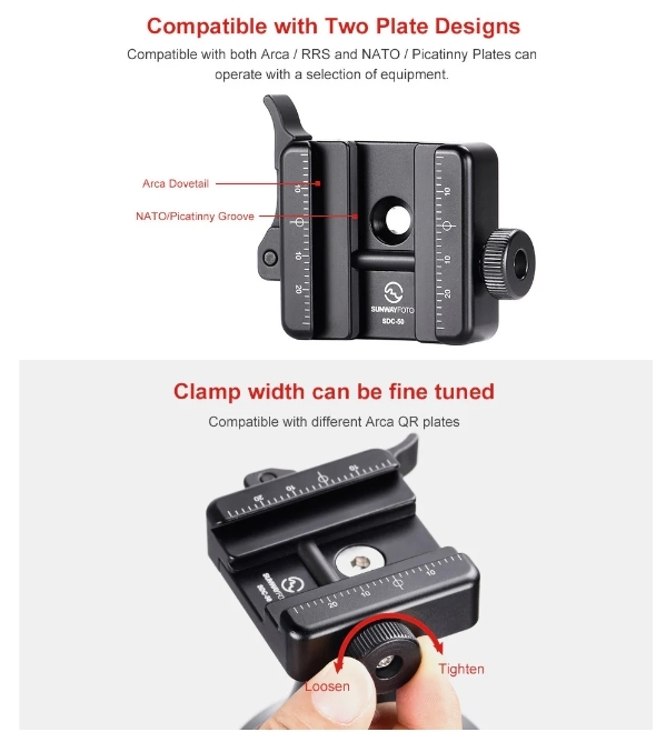 Sunwayfoto SDC-50 DUO-Lever QR Clamp Descriptions No. 2