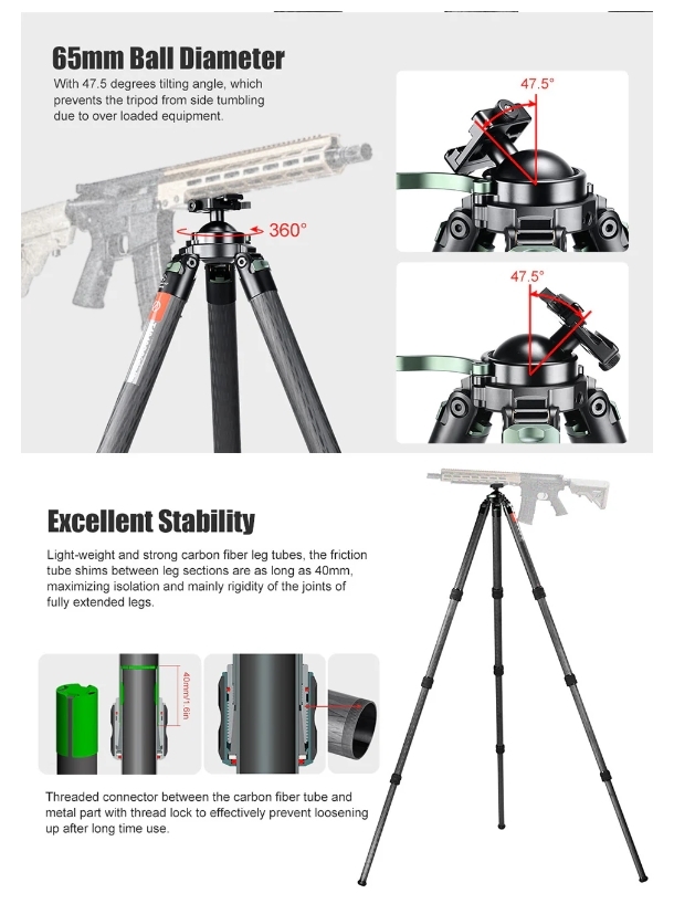 T4040CS-D Tactical Carbon Fiber Tripod Description No.2