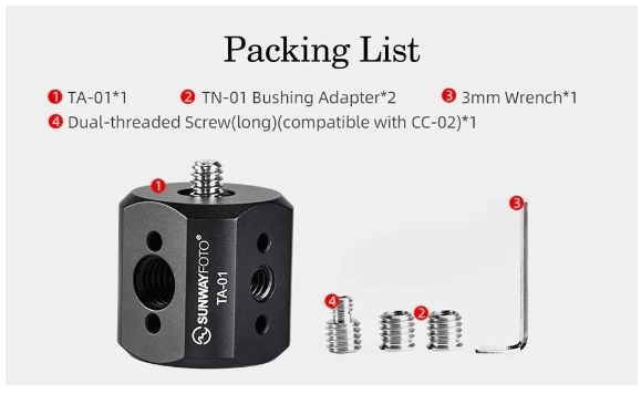 Sunwayfoto TA-01 Tripod Mounting Socket Adapter Description No.4