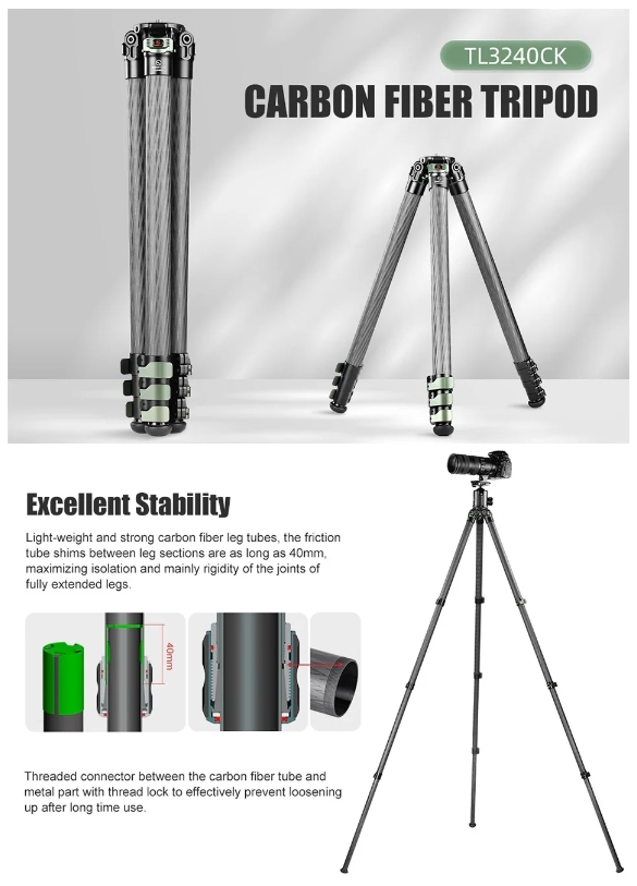 TL3240CK Hermes Tactical Carbon Fiber Tripod Description No.1 