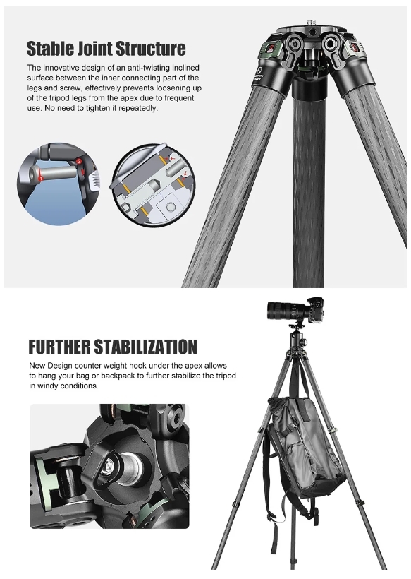 TL3240CK Hermes Tactical Carbon Fiber Tripod Description No.2