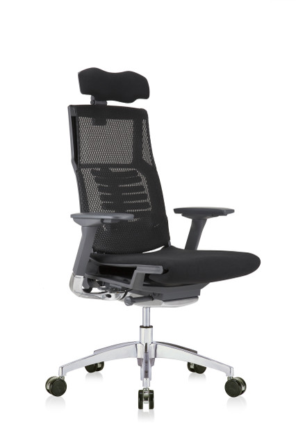 Eurotech Powerfit Charcoal Frame Fabric Seat Office Chair W/Headrest