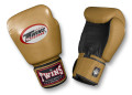 TWINS Boxing Gloves- Dual Color- Premium Leather w/ Velcro - Black Fist, Silver, Gold, Yellow - White Palm