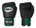 TWINS Boxing Gloves- Dual Dark Colors- Premium Leather w/ Velcro- Black Fist- Dark Colors Palm