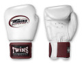 TWINS Boxing Gloves- Dual Color- 2025 Special Edition- Dark Colors- Premium Leather w/ Velcro - White Fist, Purple, Blue, Green, Red Wrist