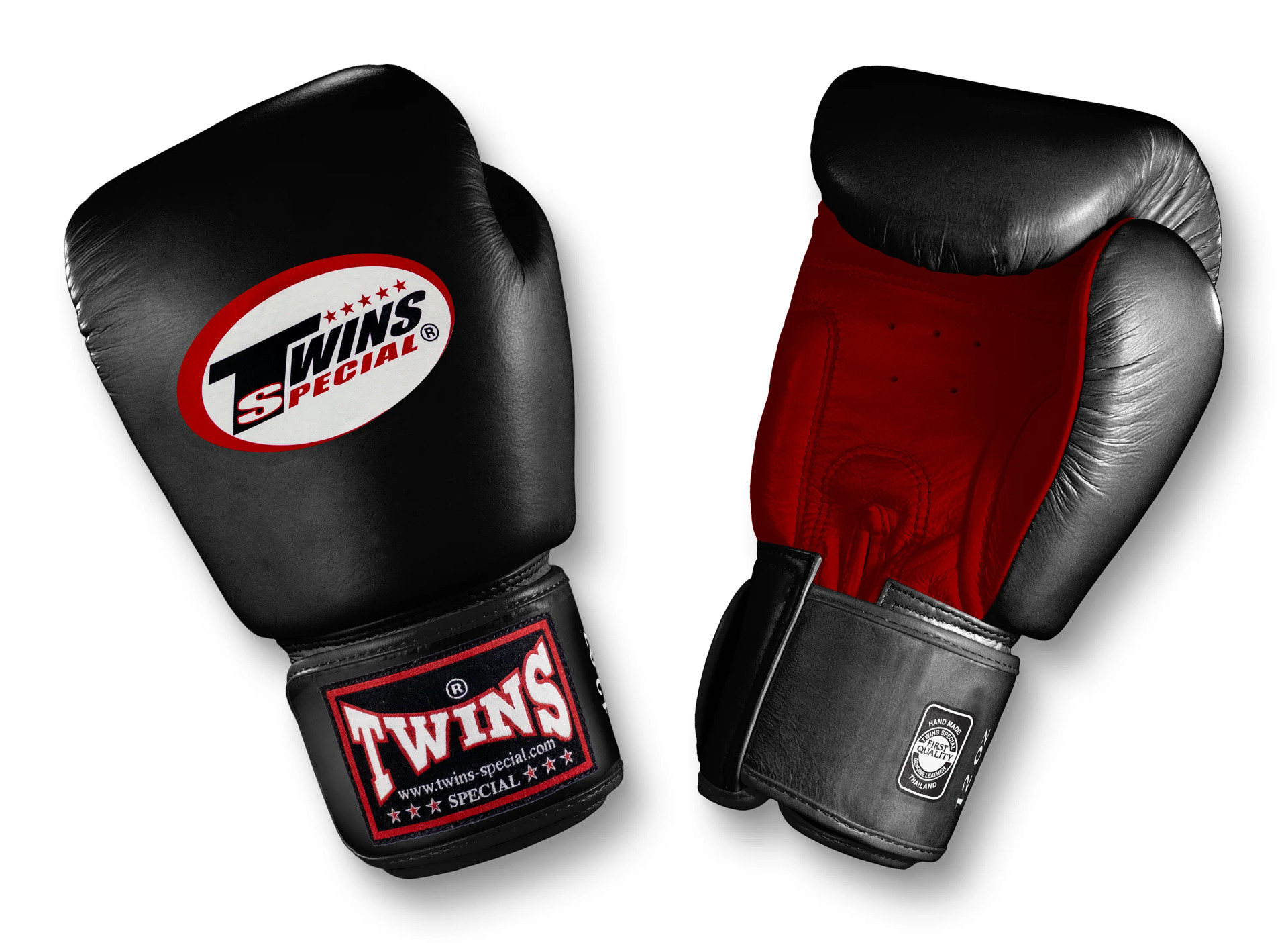 TWINS Boxing Gloves- Dual Color- Premium Leather w/ Velcro - Black