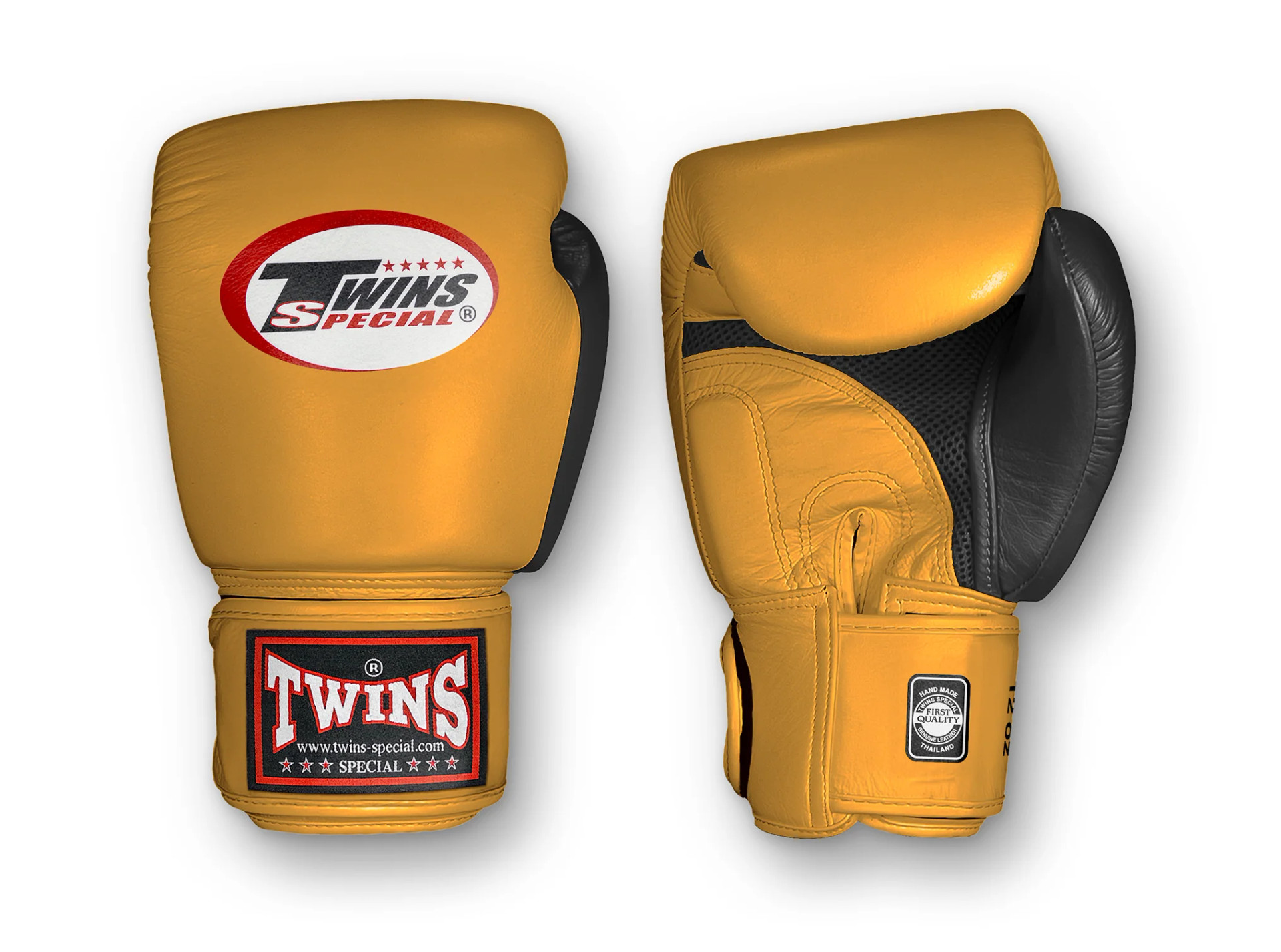 TWINS Boxing Gloves Air Velcro- Premium Leather - Black and Silver, Gold, Black, Dark Red