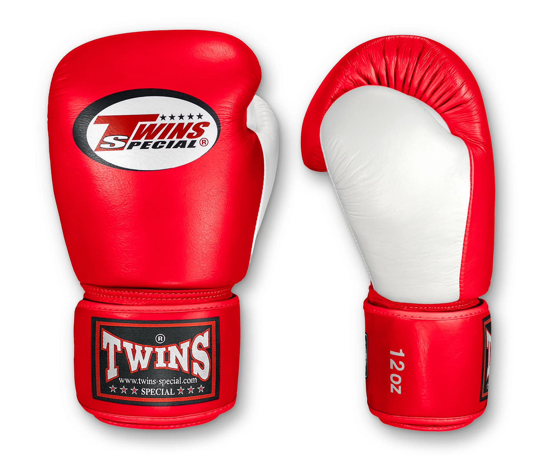 TWINS Boxing Gloves- Dual Bold Color Thumb - Velcro - White, Green, Navy Blue, Red, Purple, Brown