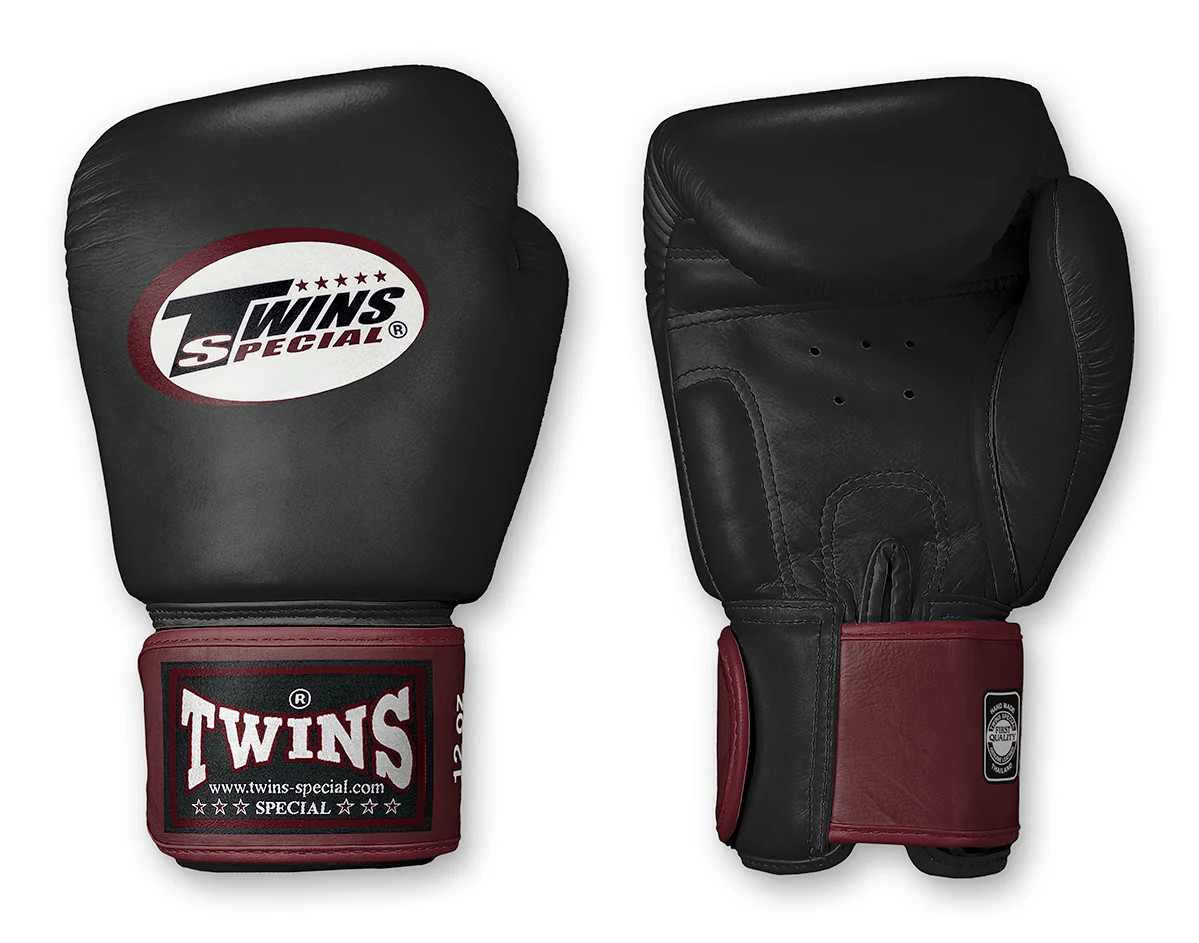 TWINS Boxing Gloves- Dual Dark Colors- Premium Leather w/ Velcro