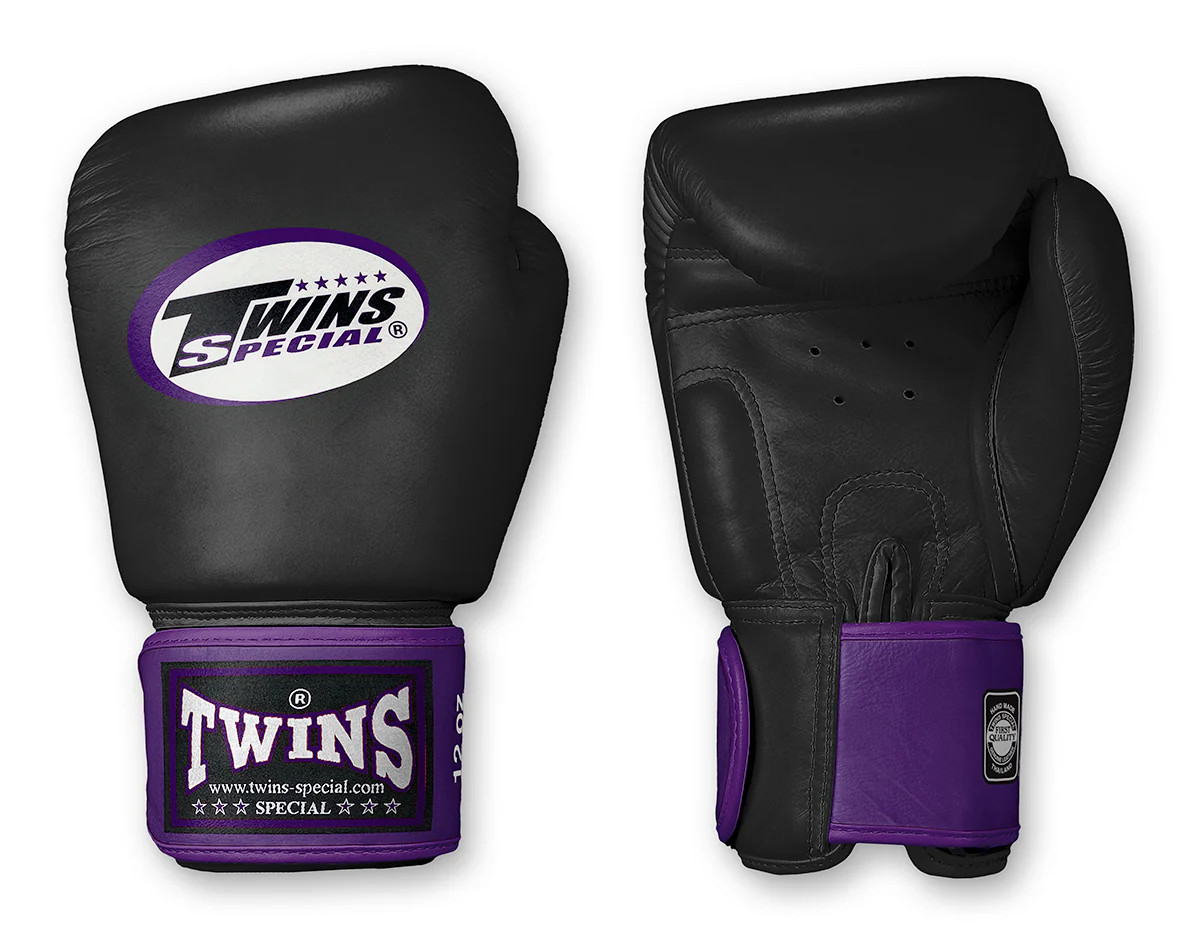 TWINS Boxing Gloves- Dual Dark Colors- Premium Leather w/ Velcro