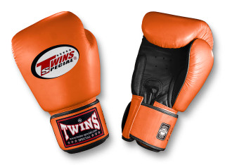 TWINS Boxing Gloves- Dual Color- Premium Leather w/ Velcro - Black