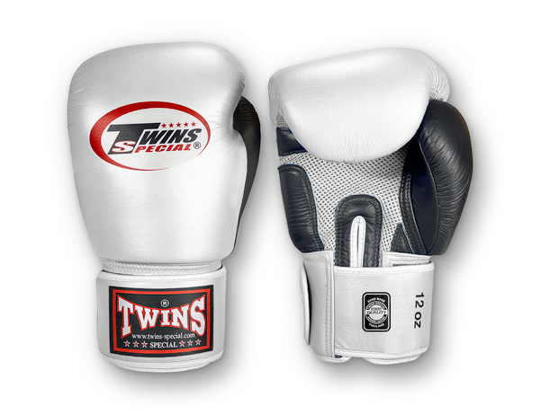 TWINS Boxing Gloves - Dual Color - Air Palm - Velcro - Black, White