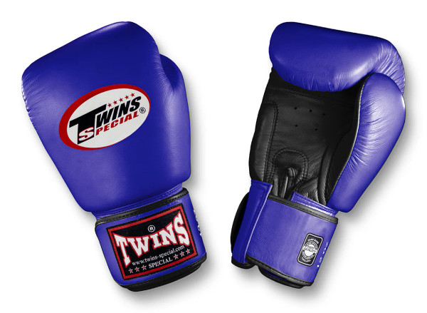 TWINS Boxing Gloves- Dual Color- Premium Leather w/ Velcro - Purple Fist, Blue, Green, Maroon - Black Palm