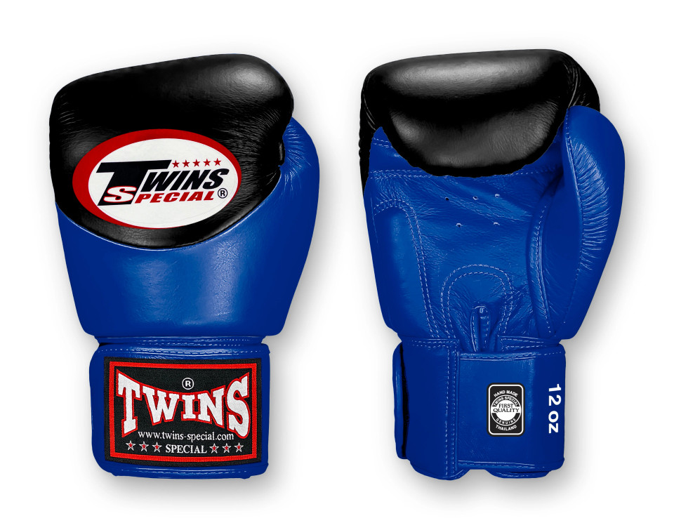 TWINS Boxing Gloves - Dual Color - Velcro - 9 - Black and Lime, Red, Blue, Lavender, Brown