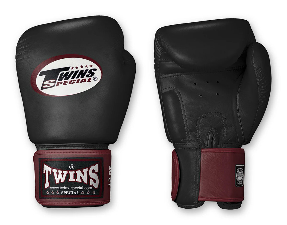 TWINS Boxing Gloves- Dual Dark Colors- Premium Leather w/ Velcro