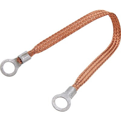 Copper Ground Strap 12in w/ 3/8in Ring Terminals ALL76330-12