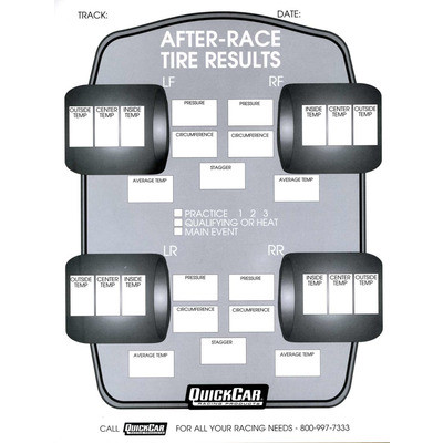 QUICKCAR RACING PRODUCTS After Race Tire Set-Up Forms (50 PK) QRP51-215