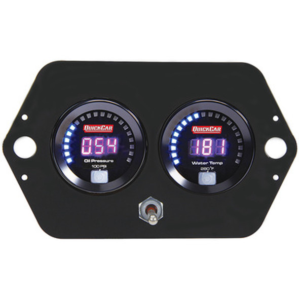 QUICKCAR RACING PRODUCTS Digital 2-Gauge Panel Open Wheel OP/WT w/Batt QRP67-2005