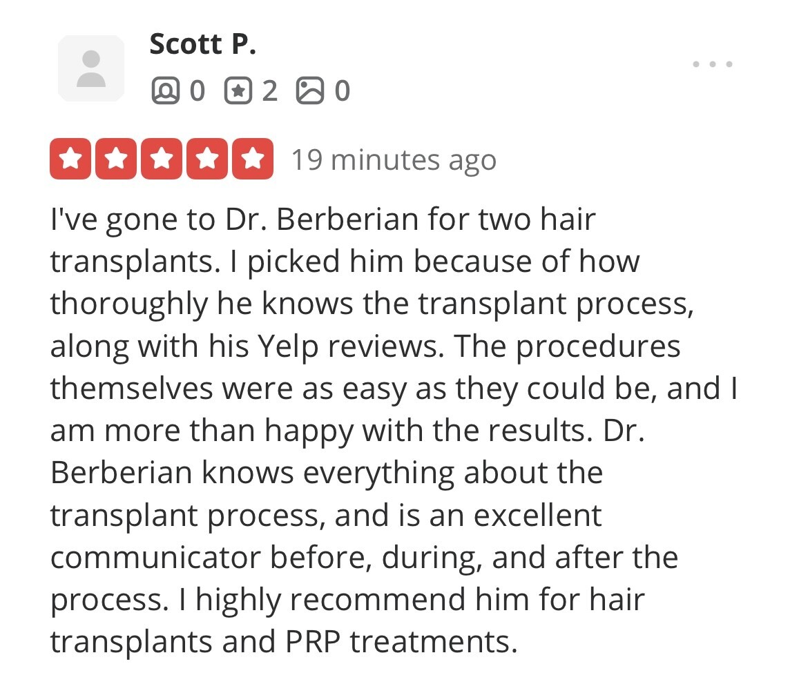 Dr. Rob Berberian FUE Hair Transplant Los Angeles & Newport Beach, California USA