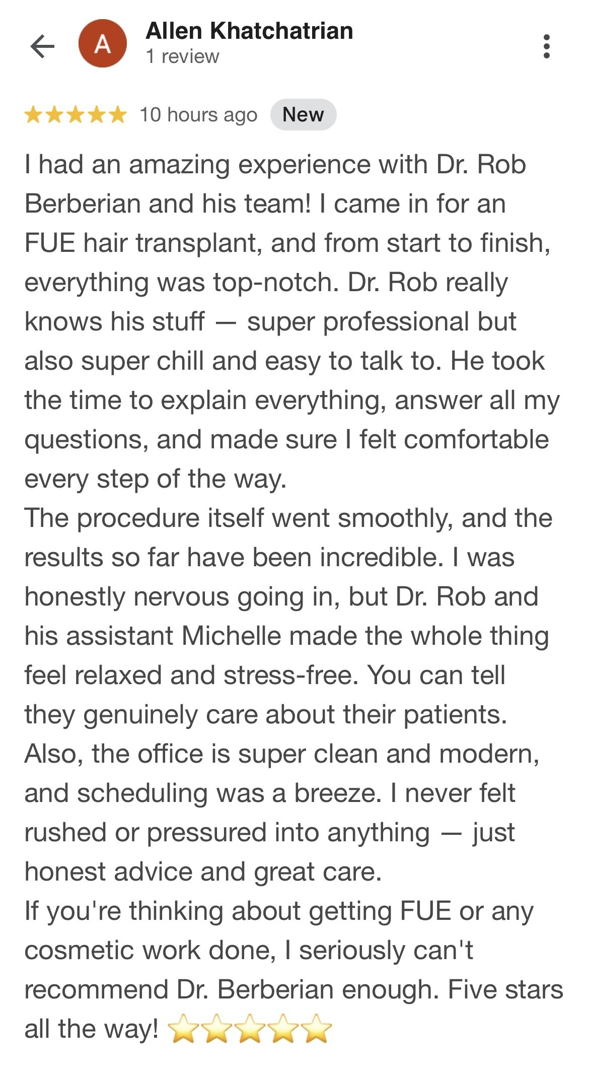 Dr. Rob Berberian FUE Hair Transplant Los Angeles Newport Beach California Before After