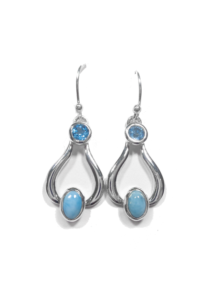 Larimar & Blue Topaz Dangle Earrings 11