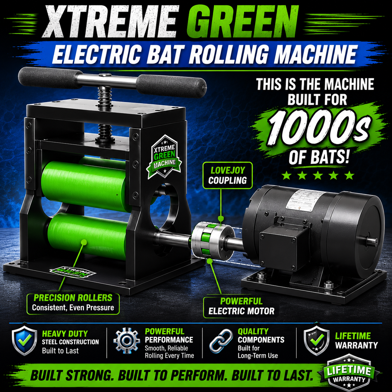 Xtreme Green Electric Bat Rolling Machine