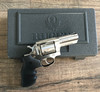 RUGER GP100 STANDARD DOUBLE ACTION REVOLVER 357 MAG 3" BARREL HOGUE MONOGRIPS FIXED REAR & RAMP FRONT SIGHT 6 ROUND STAINLESS FINISH - PREOWNED