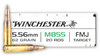 WINCHESTER AMMUNITION M855 556NATO, 62GR FMJ GREEN TIP 20 ROUND BOX