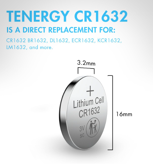 Scope Button Cell TENERGY CR1632 3V LITHIUM BUTTON CELL RED DOT RIFLE SCOPE BATTERIES ...