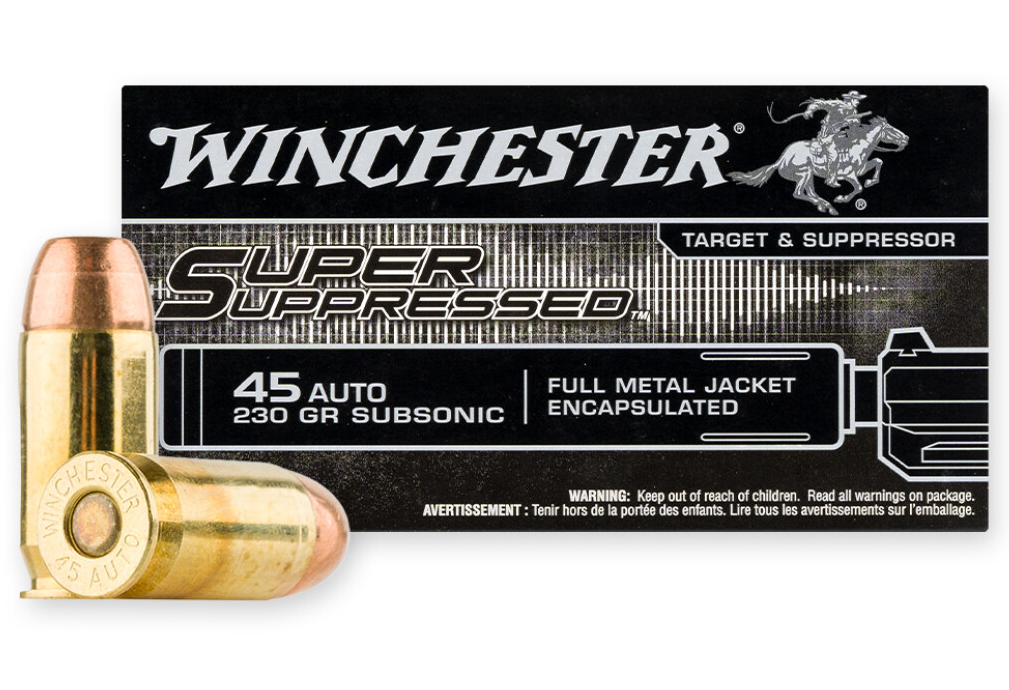 Sp 45 WINCHESTER SUPER SUPPRESSOR 45 ACP AMMUNITION 230 GRAIN SUBSONIC FMJ ...
