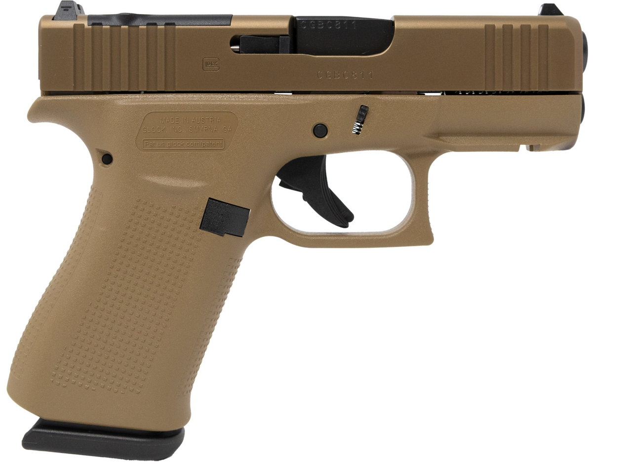 GLOCK 43X MOS 9MM SEMI-AUTO PISTOL 3.41'' 10 ROUNDS 2 MAGAZINES COYOTE ...