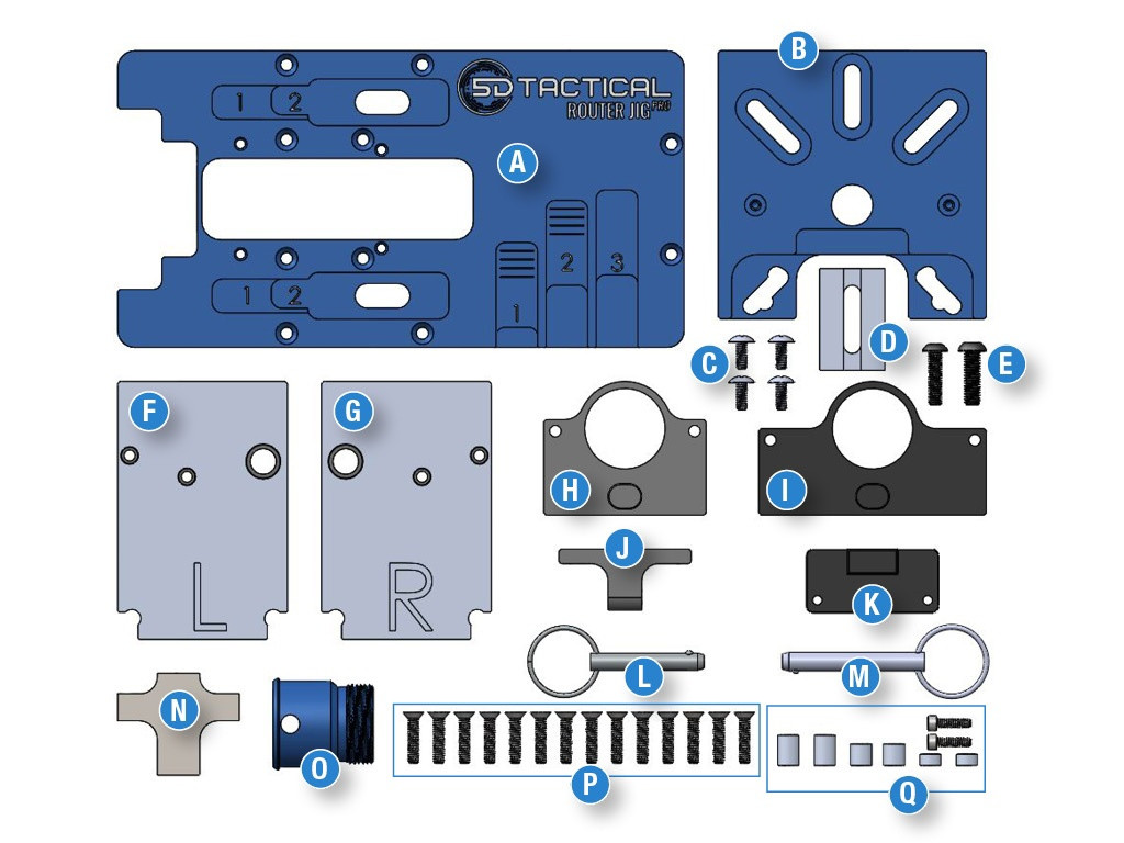 5D TACTICAL ROUTER JIG PRO REPLACEMENT PARTS - AR-15/AR-9 FRONT ...