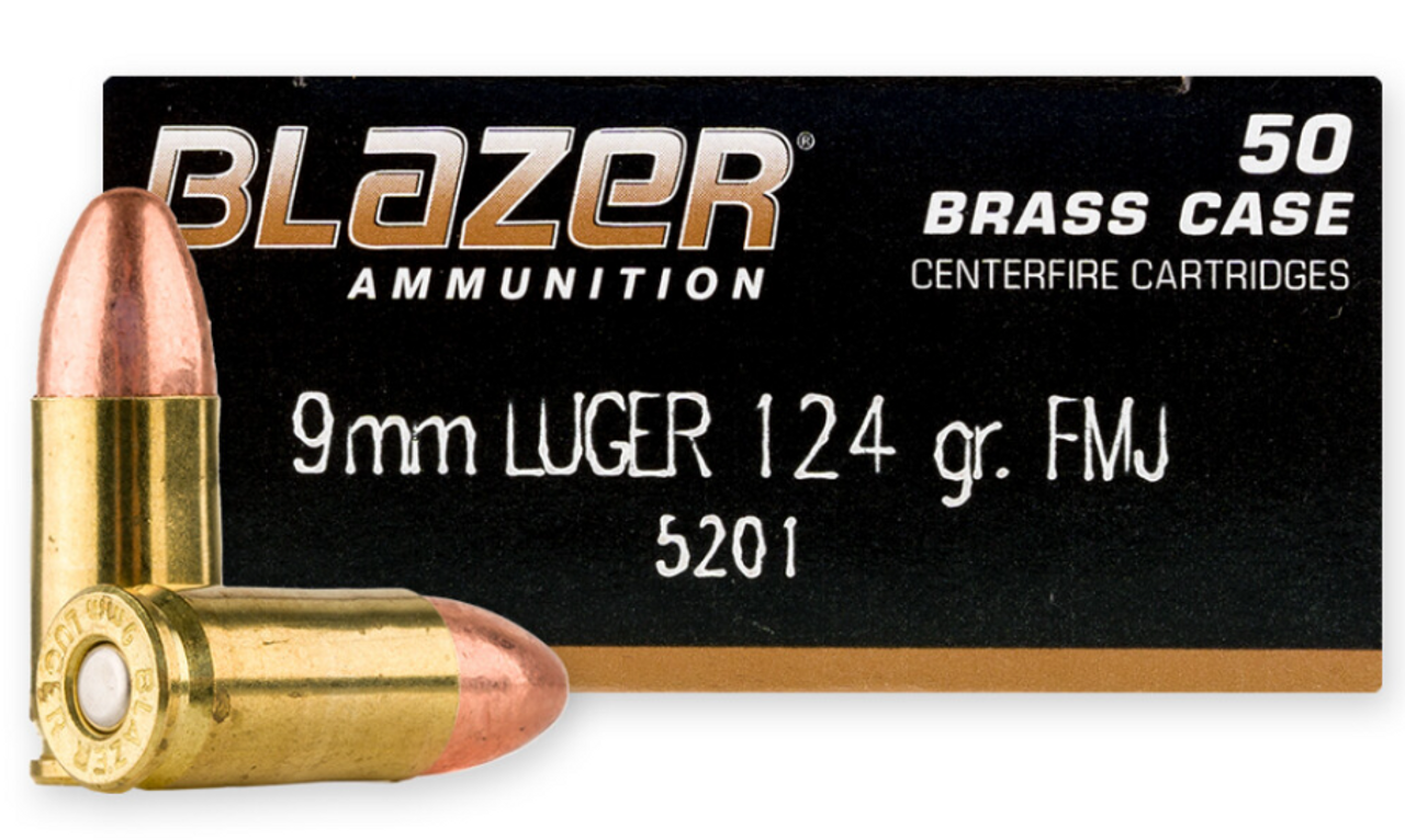 CCI Blazer Brass Ammo, 9mm, 124 Grain, Full Metal Jacket