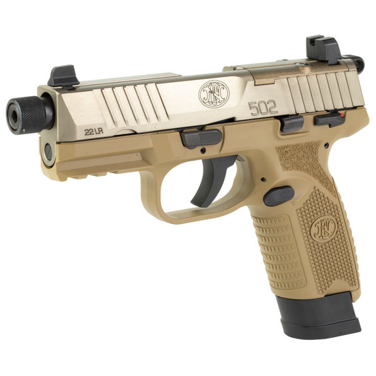 FN AMERICA 502 TACTICAL PISTOL 22LR 4.6" THREADED BARREL - FLAT DARK EARTH 2 MAGAZINES 10 ROUND