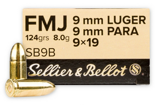 SELLIER & BELLOT 9MM 124GR FMJ - 1000 ROUND CASE SELLIER & BELLOT 9MM 124GR FMJ - 1000 ROUND CASE