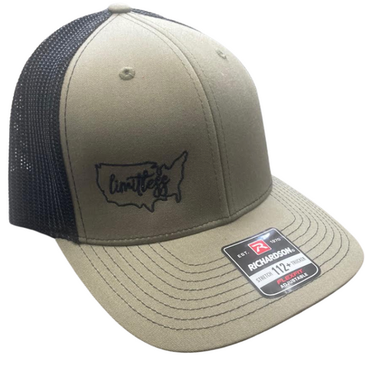 LIMITLESS AMERICA TRUCKER HAT RICHARDSON 112+ STRETCH OD GREEN/BLACK