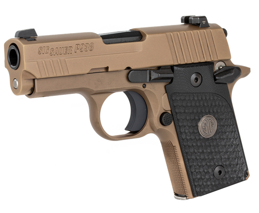 SIG SAUER P938 EMPEROR SCORPION 9MM PISTOL 3'' BARREL ALLOY FRAME FDE CERAKOTE G10 GRIPS NIGHT SIGHTS AMBI SAFETY 2 MAGAZINES