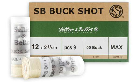 SELLIER & BELLOT 12 GAUGE 00 BUCK 2 3/4 1 1/8OZ 12 PELLETS 25 ROUND BOX
