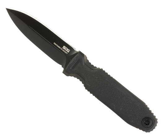 SOG PENTAGON FX COVERT 3.41'' FIXED SPEAR POINT PLAIN BLACK TITANIUM NITRIDE CRYO CPM S35VN BLADE G10 BLACKOUT HANDLE