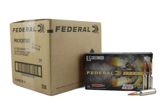 FEDERAL PREMIUM 6.5 CREEDMOOR 130 GRAIN BARNES TSX 200 ROUND CASE