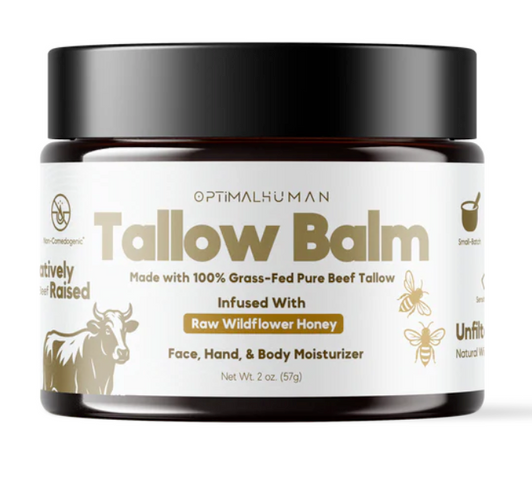 ALEX JONES OPTIMAL HUMAN TALLOW BALM 100% GRASS FED PURE BEEF TALLOW INFUSED WITH RAW WILDFLOWER HONEY 2 OUNCES