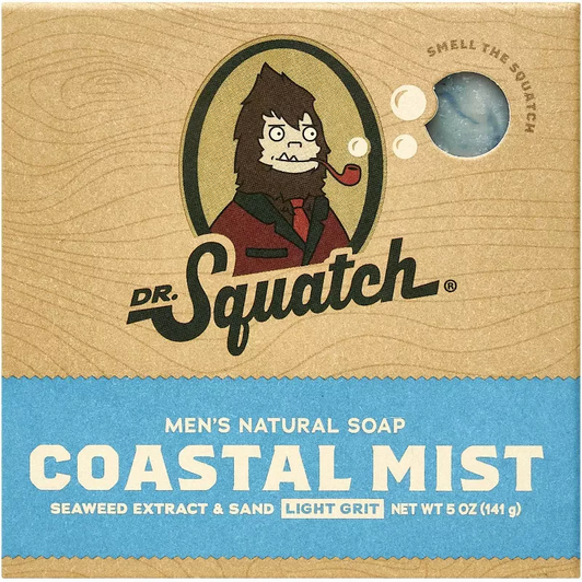 DR SQUATCH COASTAL MIST MEN'S ALL NATURAL BAR SOAP 5 OUNCES