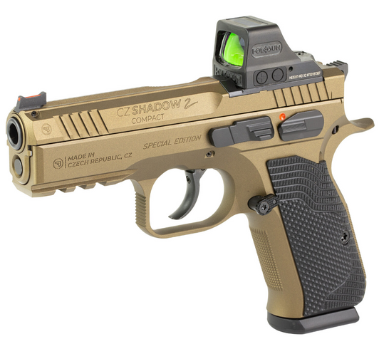 CZ 75 SHADOW 2 COMPACT 9MM 4'' BARREL + HOLOSUN 508T-RD X2 OPTIC 2 MAGAZINES BURNT BRONZE CERAKOTE